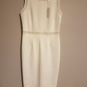White Polyester, mesh enhanced cocktail dress